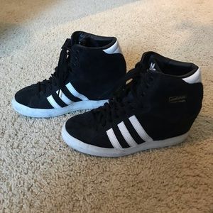 Black White Adidas Basket Profi Wedge Sneaker 7.5